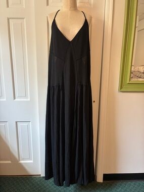 Free People Women's Black V-Neck Maxi Dress - Sleek Strappy Design